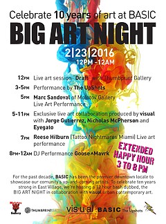 Big Art Night - Tuesday, February 23, 2016, noon to noon 