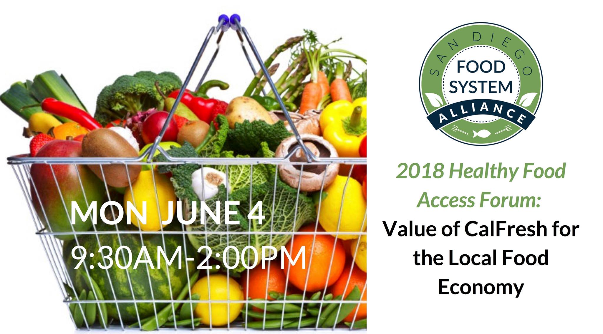 Healthy Food Access Forum - Monday, June 4, 2018, 9:30 a.m. to 2 p.m