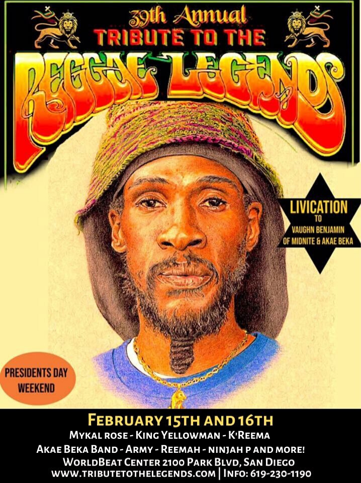 Tribute to the Reggae Legends Saturday, February 15, 2020, 11 a.m. to