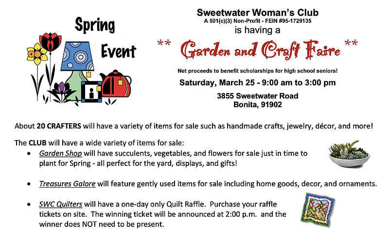 Garden & Craft Faire - Saturday, March 25, 2023, 9 . to 3 . | San  Diego Reader