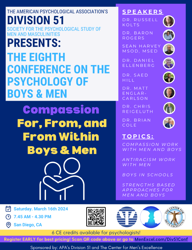 APA Conference Psychology of Men & Boys Saturday, March 16, 2024, 7