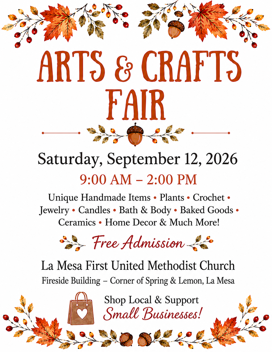 La Mesa First United Methodist Church Fall Arts & Crafts Fair