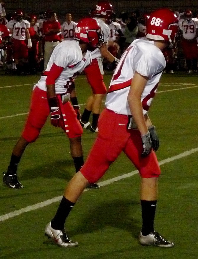 A pair of Fallbrook wide receivers line up wide