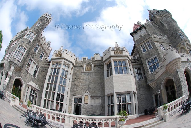 Toronto, Canada:
This is the castle in Toronto called Casa Loma that at one time was a private residence. I used a fish eye lens to capture the back of the castle.
