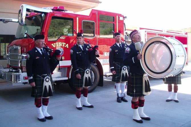 This was a bagpipe and drum band that performed at the opening ceremony for the new South Melrose Fire Station in Vista.
