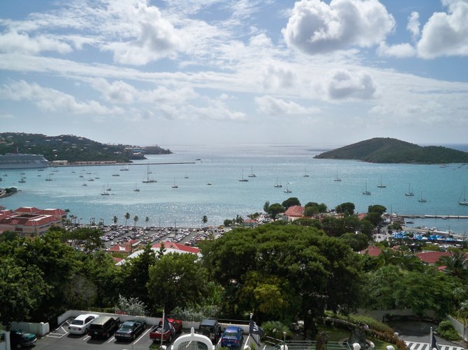 St. Thomas:
A beautiful shot overlooking the bay at Charlotte Amelie, St. Thomas, U.S. Virgin Islands.  This was shot from atop Blackbeard's Castle
