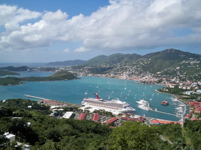 Postcard picture-perfect day overlooking the bay at Charlotte Amelie, St. Thomas, US Virgin Islands. 
