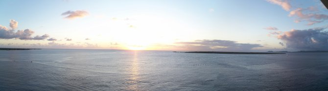 Panoramic shot of the sunset from our cruise ship which was docked off the coast of Bonaire. 
