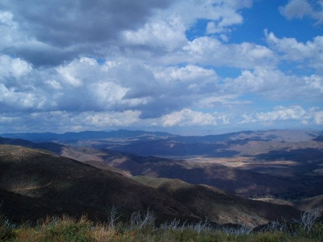 This is a view from the lookout point just outside of Julian looking eastward down into the desert valley. Rain clouds were looming, but they left gorgeous, giant shadows.
