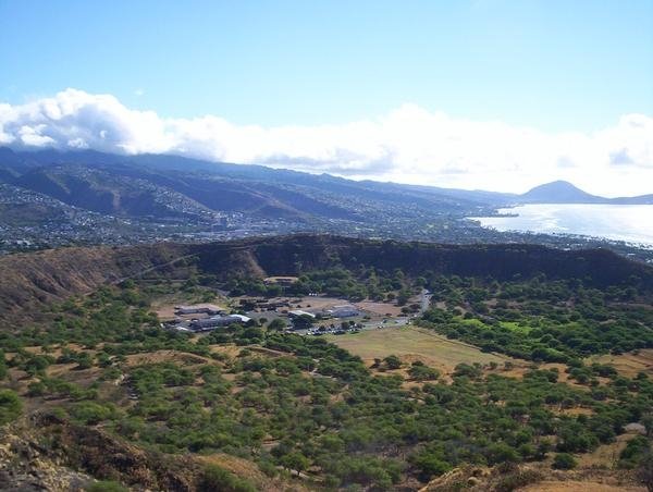 View of the crater of Diamondhead on the island of Oahu
