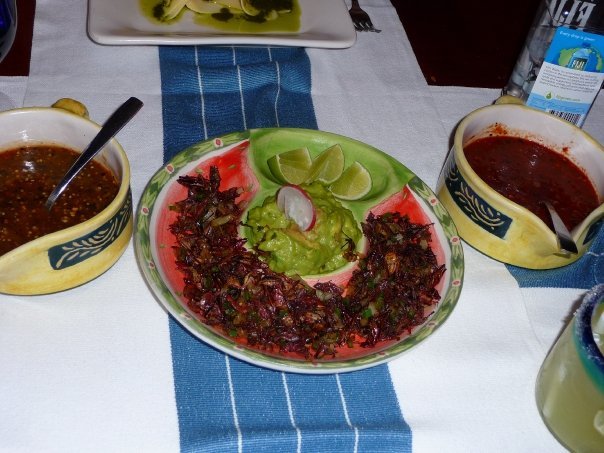 Grasshoppers with guacamole