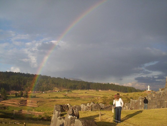 This rainbow ended at the ruins of Sacsayhuaman above the city of Cusco, Peru