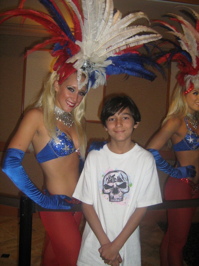 My son and a showgirl at Stratosphere