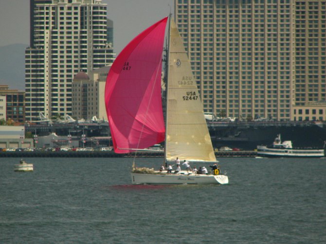 sail boat crossing the skyline