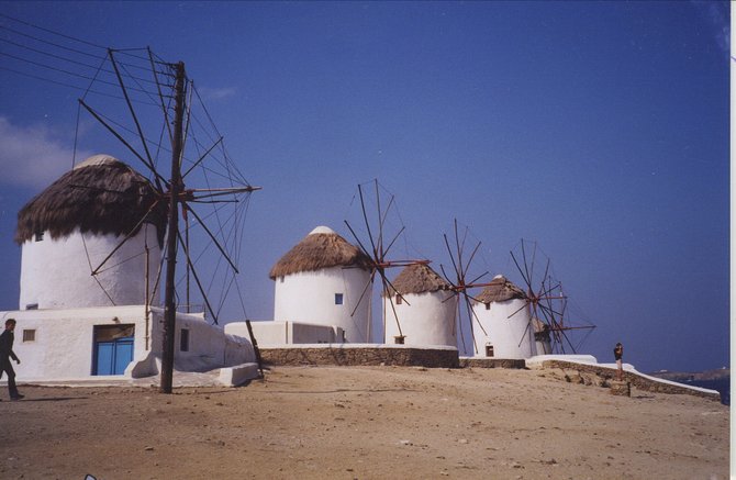 Windmills in Mykonos, Greece