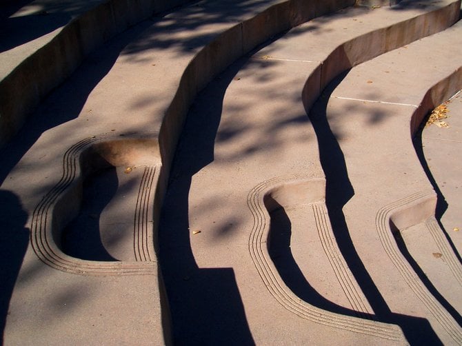 Looking somewhat like hieroglyphics, these are the concrete stairs and seats of the outdoor amphitheater at Mission Trails Regional Park.