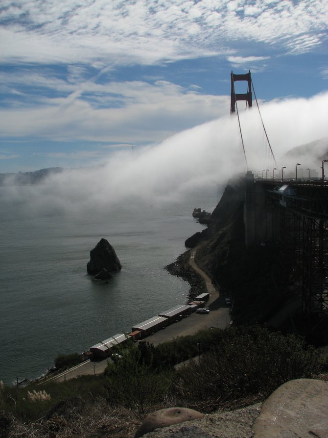The Golden Gate in her famous fog.