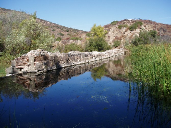 A section of the remains of the original Padre Dam in Mission Trails Regional Park.