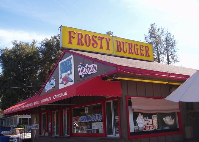 This is Frosty Burger located at 28823 Old Hwy 80 in Pine Valley. They serve greasy, fried deliciousness and fabulous malts. Just like the good old days. 
