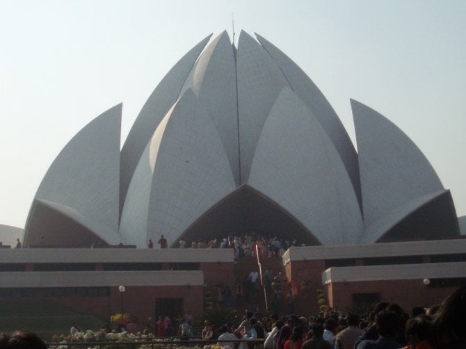 The Lotus Temple in Delhi, India on Christmas Day, 2008.