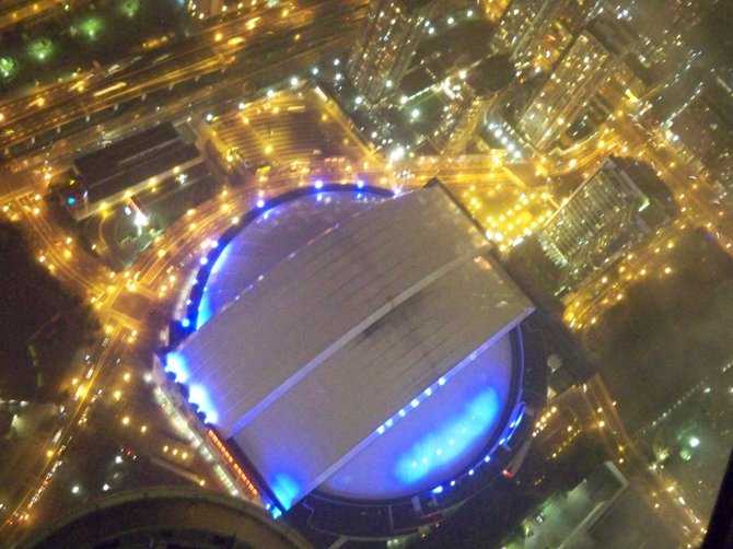The Rogers Centre in Toronto as seen from the CN Tower's glass floor. 