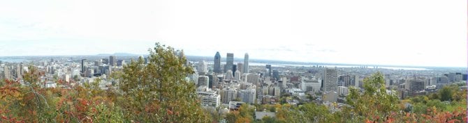 Panoramic shot of Downtown Montreal as seen from Mont Royal Park