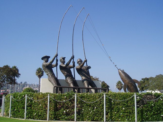 The Tunamen's Memorial at Shelter Island. The bronze sculpture, dedicated in 1988, was created by Franco Vianello.