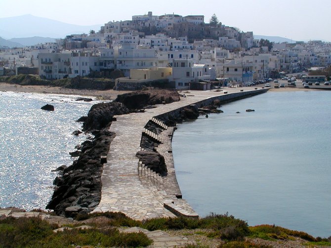 Path from the doorway to the island, the "Portara", to Naxos Town, Naxos, Cyclades, Greece