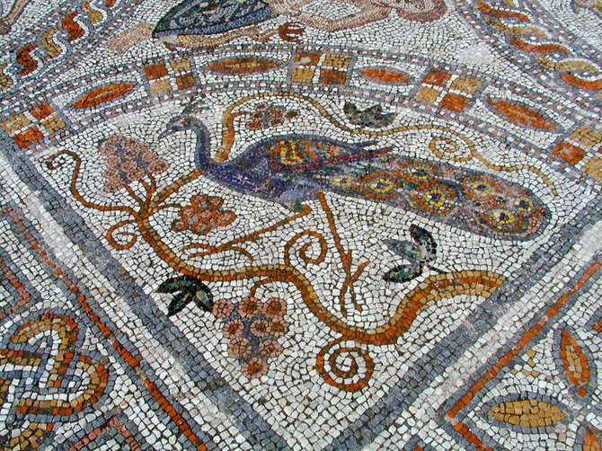Peacock Mosaic, Naxos, Cyclades, Greece