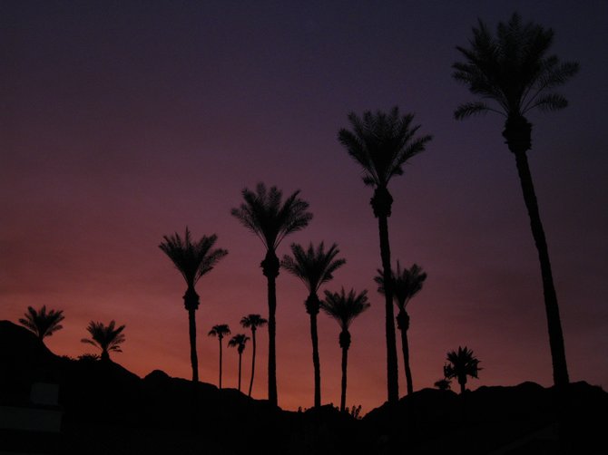Summer sunset from outside our room at the La Quinta Resort in La Quinta (Palm Springs vicinity).