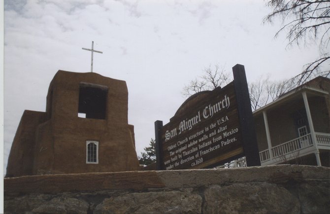 San Miguel, the oldest church structure in America. It's across the street from the oldest house. Santa Fe, New Mexico.