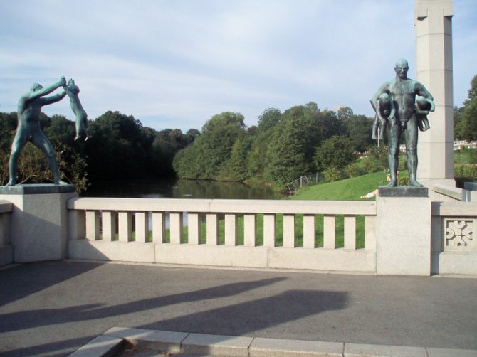 Two of the numerous sculptures in the Vigeland Sculpture Park in Oslo, Norway.