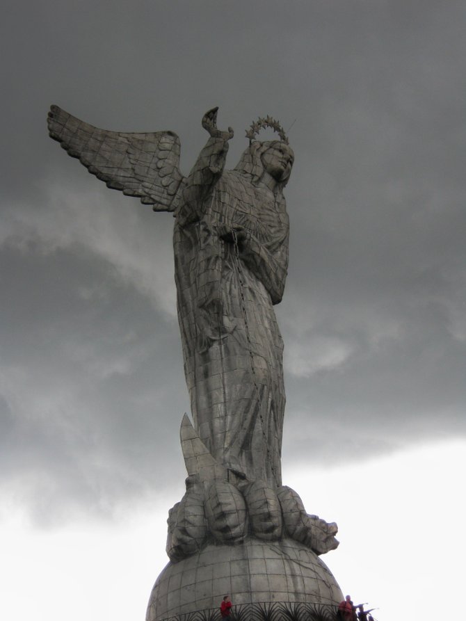 La Virgin del Panecillo watches over Quito, Ecuador.