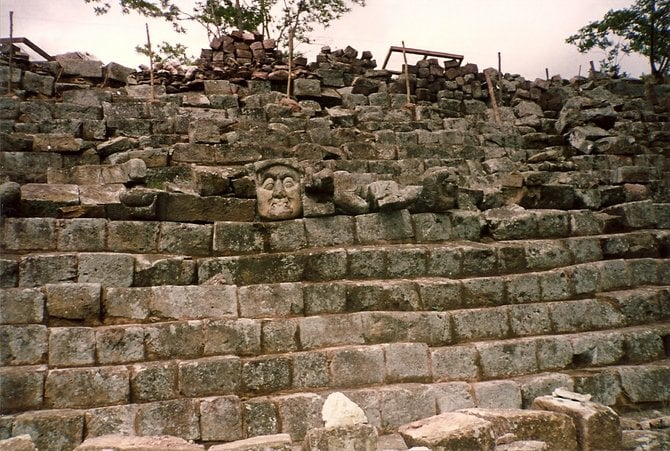 Copan Ruins Face.  Taken in Honduras in 1992.  