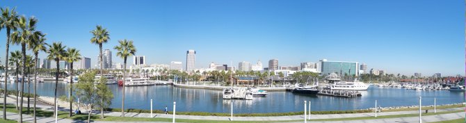 Panoramic shot of Long Beach Harbor