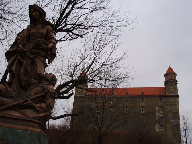 St. Elizabeth with the castle above Bratislava, Slovakia.
