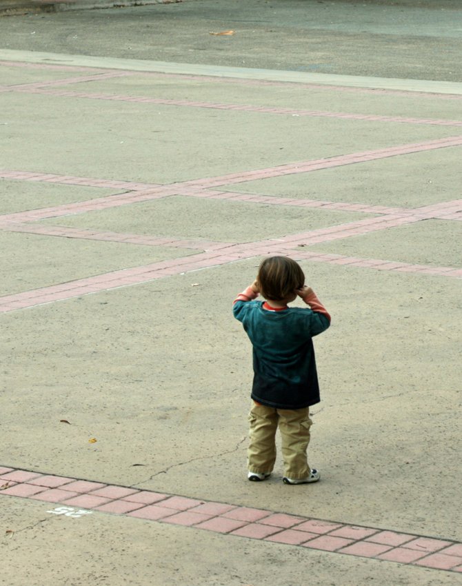 A little boy got separated from his mom.  No worries--she saw him, but he couldn't find her.
