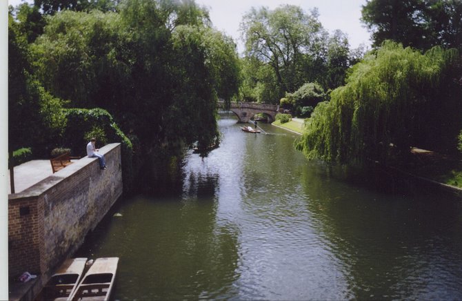 Relaxing along the Cam River in Cambridge, England.