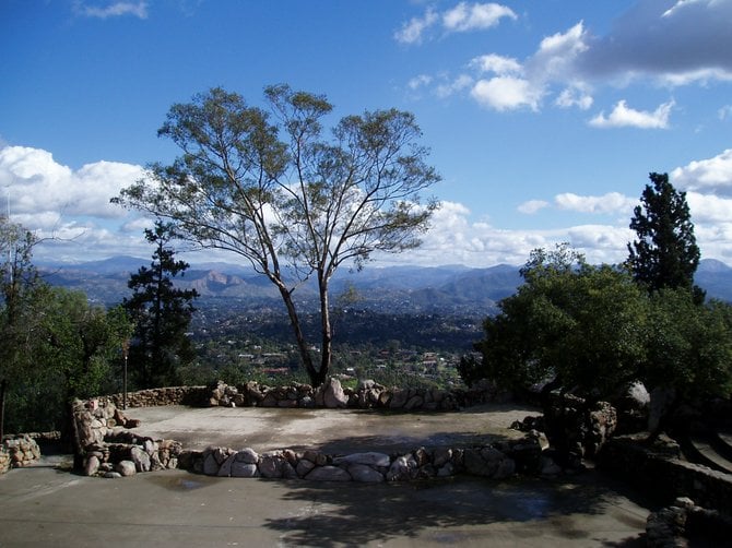 The stage at the Mt. Helix amphitheater. With the rolling hills of La Mesa and Spring Valley in the background, there's no need for a painted backdrop.