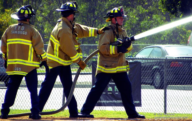 Firefighters at Morley Field.