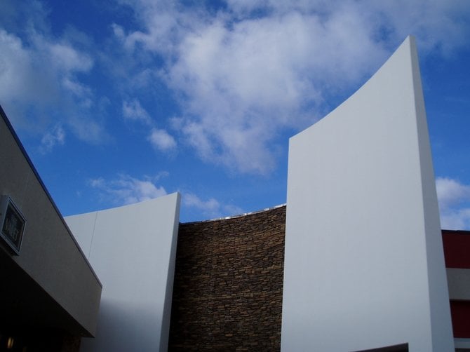 An architectural detail from the front entrance to the Valley View Casino.
