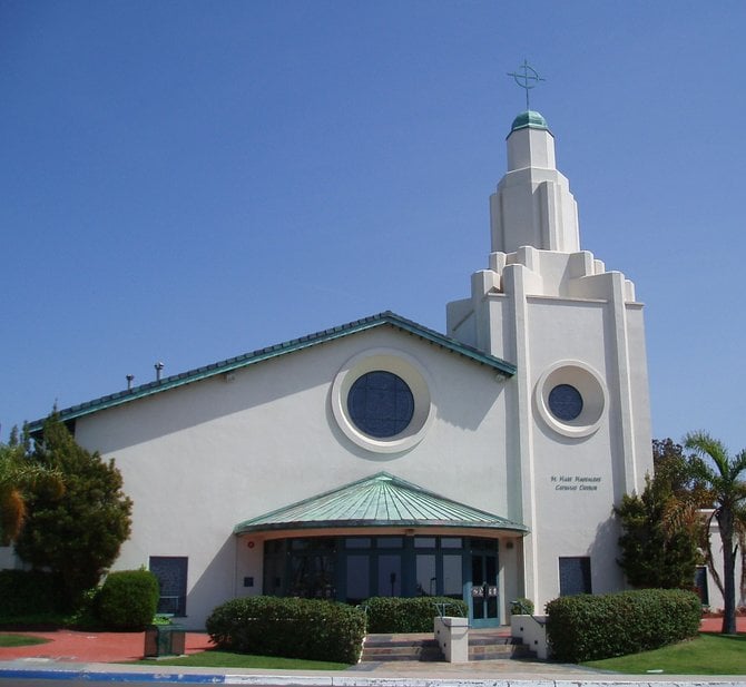 San Diego is not generally known for its architecture. We have kind of a hodgepodge. If you want to find some unique and beautiful buildings in our town, seek out the churchs, synagogues and temples. This is the St. Mary Magdalene Catholic Church  located at 1945 Illion Street in Bay Park. 