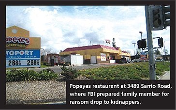Popeyes Chicken and Biscuits on Santo Road where FBI agents prepared Ivette and Sergio to carry the ransom money.