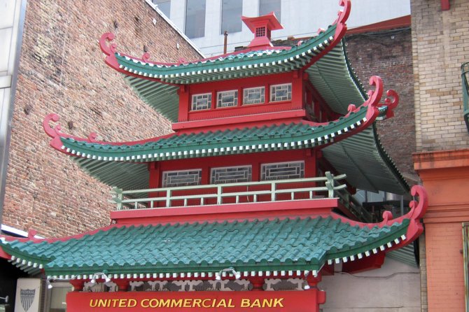 Chinatown, San Francisco. This building at 743 Washington was rebuilt after the earthquake and fire of 1906. It was previously the Chinese Telephone Exchange, the Chinatown community's main link to the old country. 