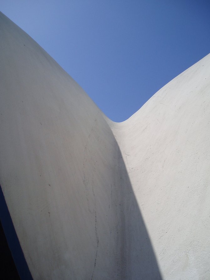 An extreme closeup of the "clamshell" roof of the Canyon Ridge Baptist Church. I love the curvilinear aspects of the roof which create marvelous shadow effects. 