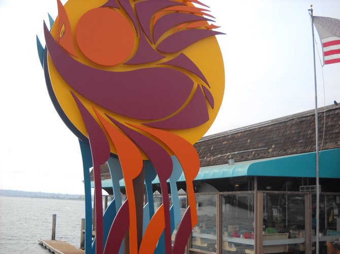 Colorful art adds pizazz to Anthony's Restaurant & the waterfront area.