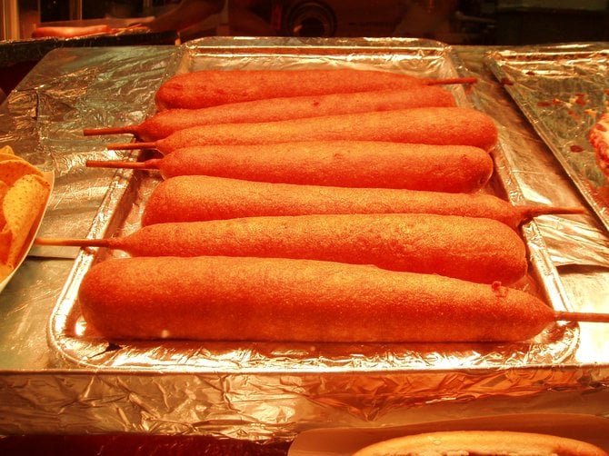 Corn dogs at the San Diego County Fair. 
