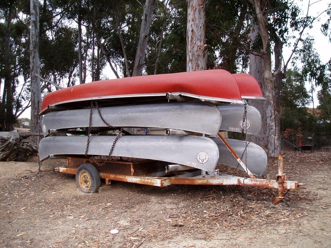 Canoes for rent at Chollas Lake.