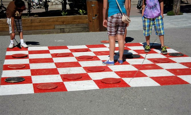 A heated game of checkers at the family park near the base of Blackcomb Mountain.