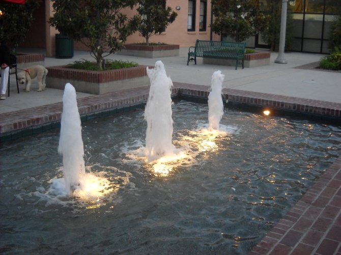 Liberty Station Fountain in front of Cold Stone Ice Cream store.
